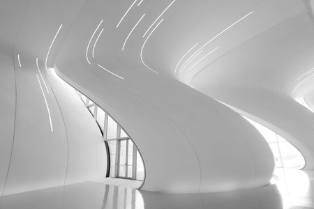Heydar Aliyev Center Architecture in Baku, Azerbaijan taken in January 2019のeditorial素材
