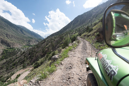 Karakoram Highway in the Northern Provinces of Pakistan, taken in August 2019のeditorial素材