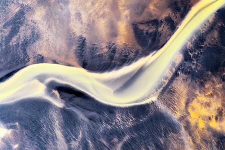 Colorful River Aerial taken in Southern Iceland, post processed in HDR