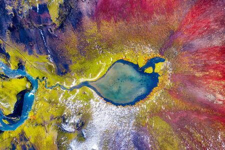 Volcanic Crater in the Highlands of Iceland Aerial, post processed in HDR