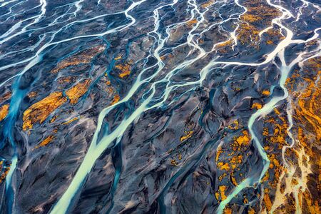 Colorful River Aerial taken in Southern Iceland, post processed in HDR