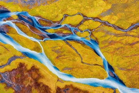 Colorful River Aerial taken in Southern Iceland, post processed in HDR