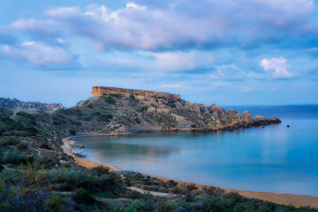 Parish Church in Mellieha during Sunrise, taken in November 2020, post processed using exposure bracketingのeditorial素材