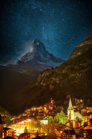 Matterhorn in the Swiss Alps during Sunset in Summer 2021, post processed using exposure bracketingの写真素材