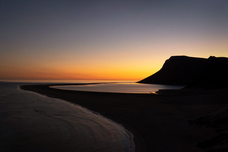 Sunset over Detwah Lagoon in Socotra, Yemen, taken in November 2021, post processed using exposure bracketingの写真素材