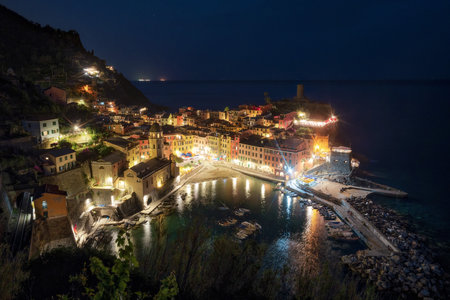 Cinque Terre in Italy during Sunset taken in May 2022の写真素材