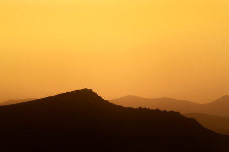 Sunrise over mountain silhouette in January 2022の写真素材