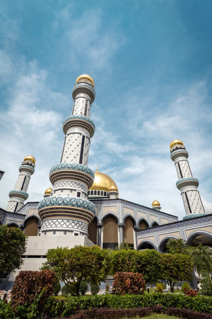 Darussalam Brunei Mosque during Sunsetの写真素材
