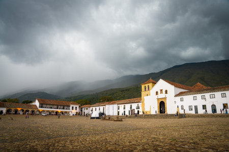 Villa de Leyva Town Square Colombiaの写真素材