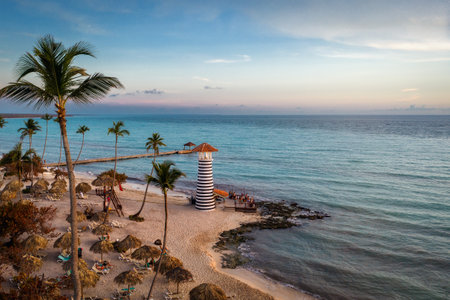 Turquoise White Beach in Dominican Republicの写真素材