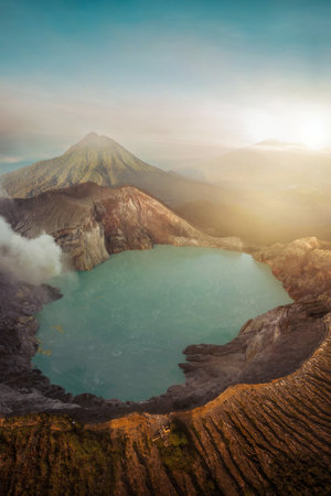 Mount Ijen Volcano on Java in Indonesia