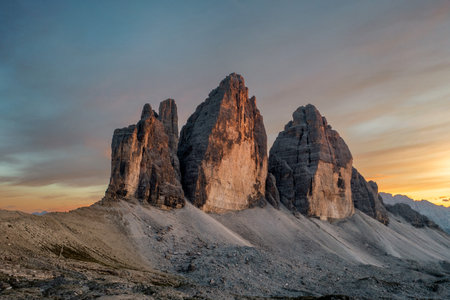 Tre Cime di Lavaredo in the Dolomites, Italyの写真素材