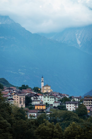 Mountain Village in the Dolomites, Italyの写真素材
