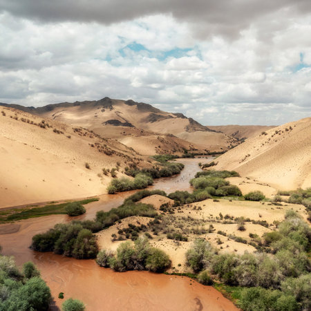 Gobi Desert and Lakes in Central Mongoliaの写真素材