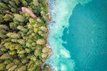 Top Down View of Mountain Lake