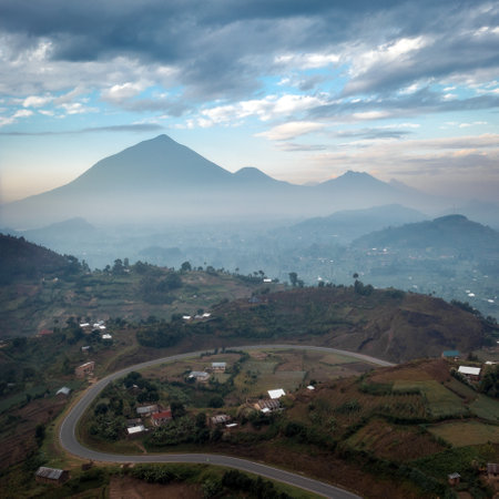 Early morning mist in the Uganda Highlandsの写真素材