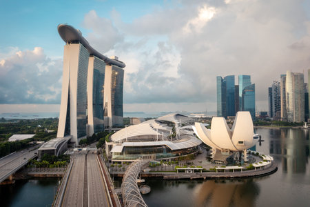 Marina Bay Sands and Waterfront in Singapore, April 2022の写真素材