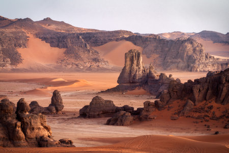 Sahara Desert Tadrart Rouge in Southern Algeriaの写真素材