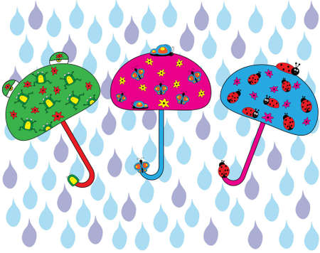 happy umbrella setのイラスト素材