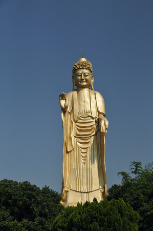 Goden buddha statue in Foguang Shan Temple, Gaoxiong,Taiwanの写真素材