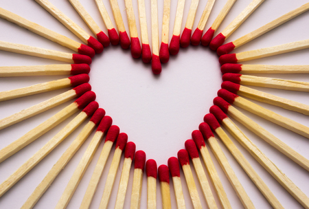 Matches which are assembled to a symbolic heartの写真素材