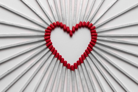Matches which are assembled to a symbolic heart