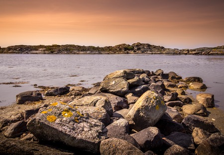 awesome swedish archipelago with lot of pretty little islandsの写真素材