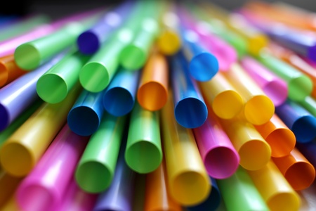 Many colorful straws as sign for heterogeneity or teamworkの写真素材