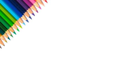 Row of color pencil on white background.の写真素材