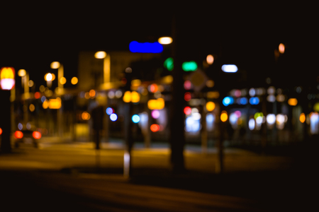 Bokeh effect from street lights and car at night.の写真素材