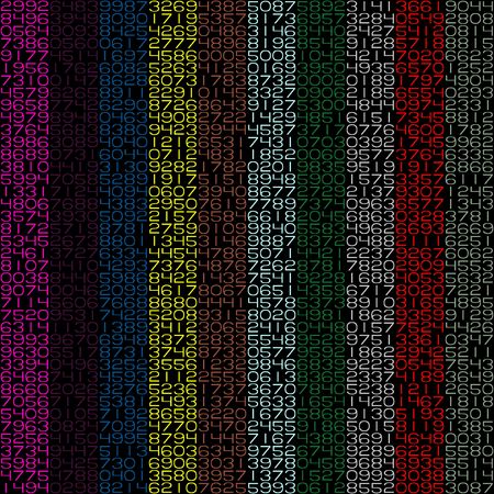 vertical chains of numbers in different colors 