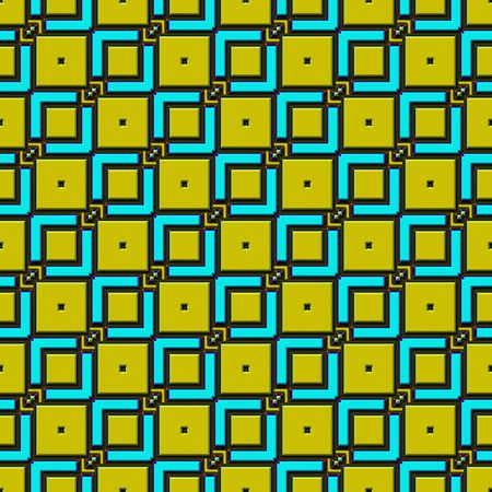 seamless texture of bright blue stainless squares on yellow