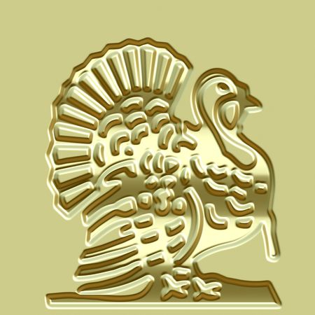 3d texture of an abstracted imprinted metallic turkey illustrationの写真素材