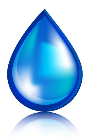 Blue realistic water drop isolated on white background.のイラスト素材