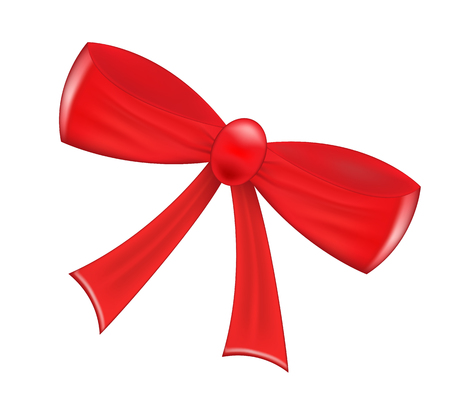 Red realistic  ribbon bow isolated on white background. Vector illustrationのイラスト素材
