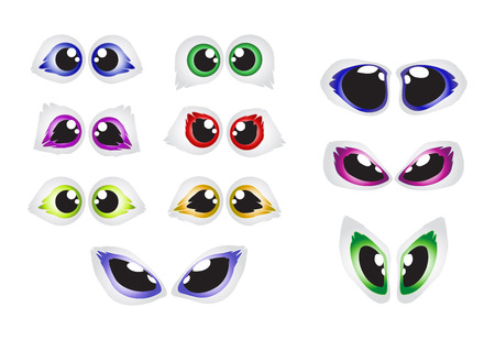 Vector cartoon eyes set isolated on white backgroundのイラスト素材