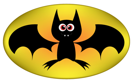 Vector Funny Halloween bat cartoon sign. Illustration isolated on white backgroundのイラスト素材