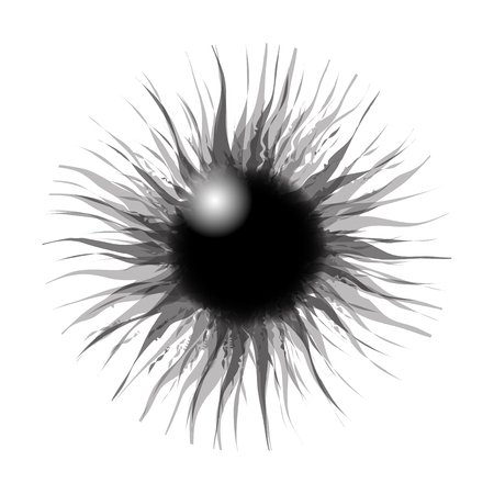 Texture of pupil of the eye, eye ball, iris eye. Black and white vector illustration isolated on white background.のイラスト素材