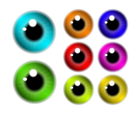 Set of  pupil of the eye, eye ball, iris eye. Realistic vector illustration isolated on white background.のイラスト素材