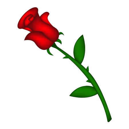 Image of realistic red rose. Vector illustration isolated on white background. Created with mesh tool.のイラスト素材