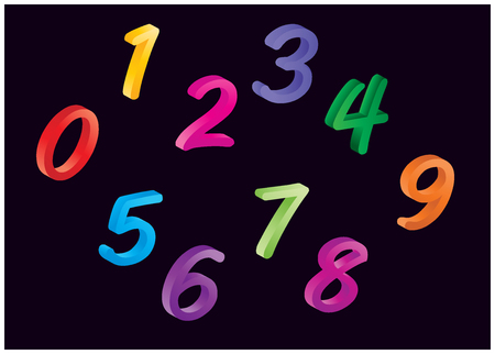Set of colorful cartoon numbers, digits. Funny and cheerfull illustration for children isolated on...