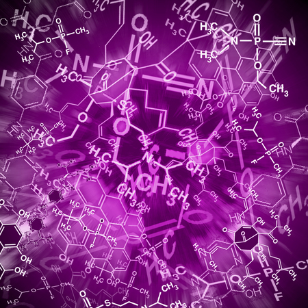 Image of chemical technology abstract background. Science wallpaper with school chemistry formulas and structures.の写真素材