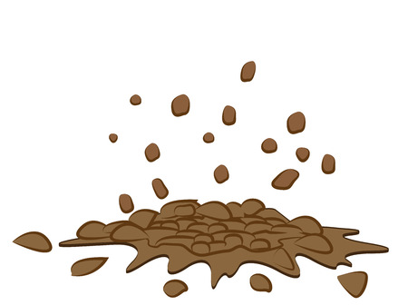Pile of smashed  ground, heap of soil - vector illustration isolated on white background.のイラスト素材