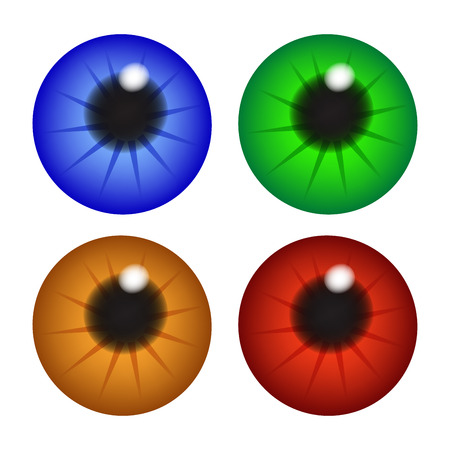 Iris eye, pupil, eyeball . Set of realistic vector illustration isolated on white background.のイラスト素材