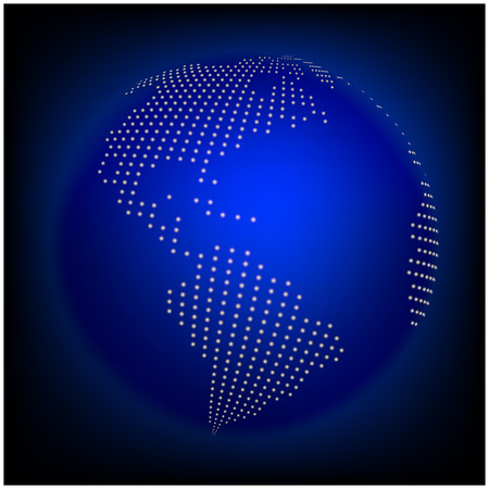 globe earth world map - abstract dotted vector background.  Blue wallpaper illustrationのイラスト素材