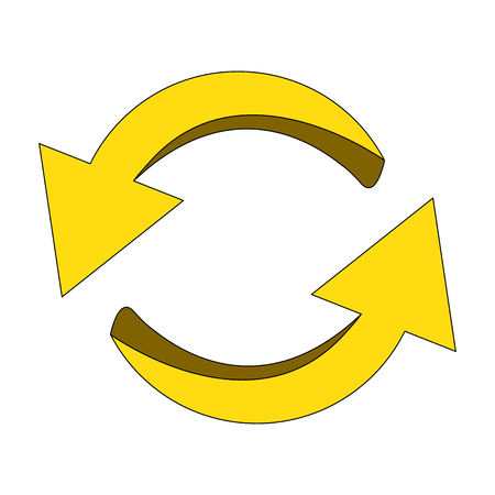 Arrow symbol, yellow icon clipart cycle business concept. Vector illustration isolated on white background.のイラスト素材