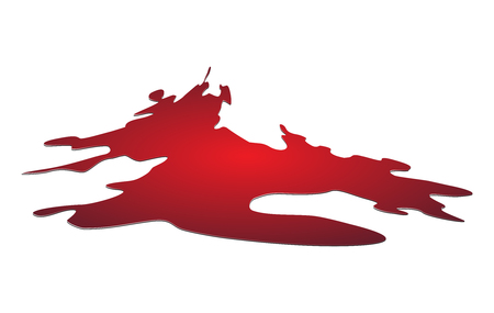 Blood puddle, red drop, blots, stain, plash od blood. Vector illustration isolated on white background.のイラスト素材