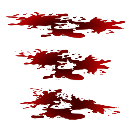 Blood puddle, red drop, blots, stain, plash od blood. Vector illustration isolated on white background.のイラスト素材