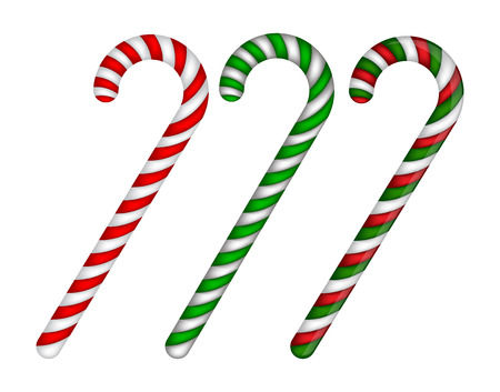 Candy cane striped in Christmas colours. Vector illustration isolated on a white background.のイラスト素材