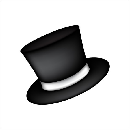 magic hat, gentleman hat cylinder with ribbon icon, symbol, design. vector illustration isolated on white background.のイラスト素材